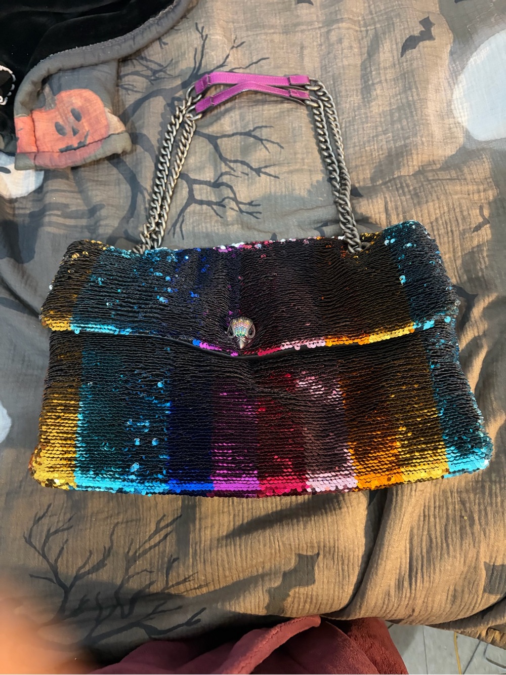 Kurt Geiger Multicolor Sequin Chain-Handle Shoulder Bag